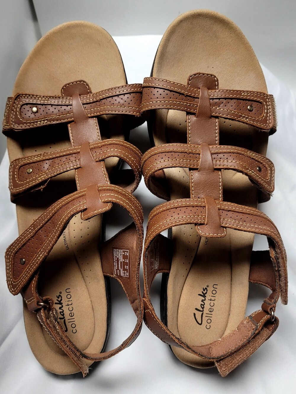 Clarks Women's Brown Leather Multi-Strap Comfort Sandals